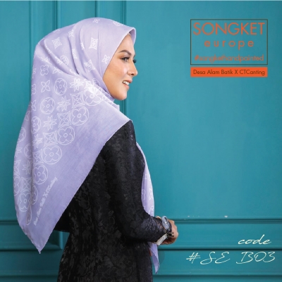 Square Songket Europe Bawal B03 Purple